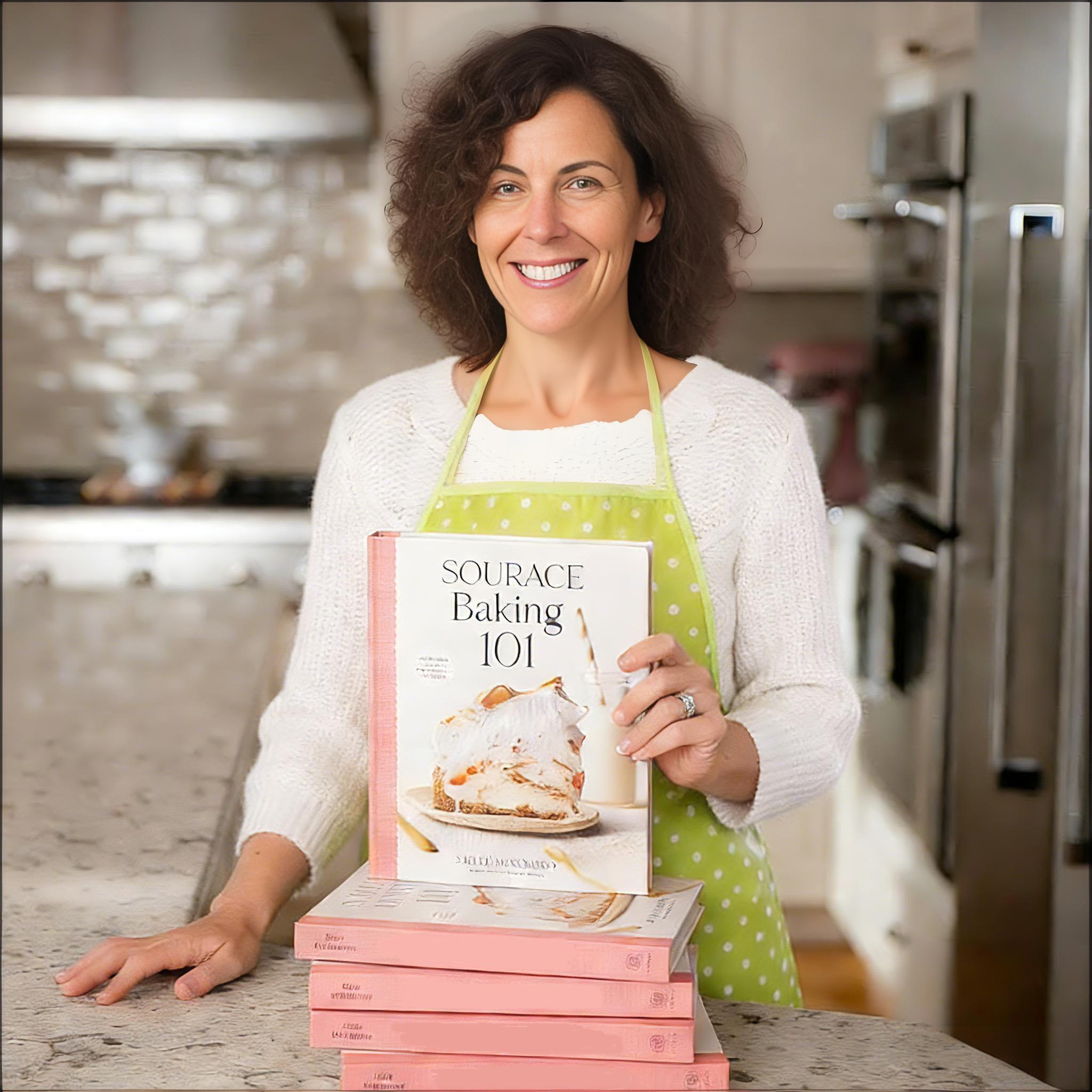 Kelsey Piggett with SOURACE Baking 101 cookbooks.